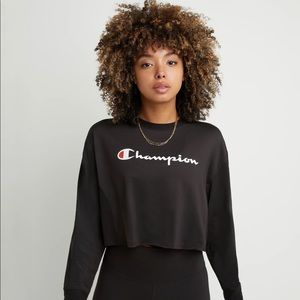 Black cropped Champion crewneck